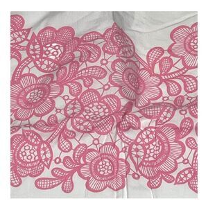 Vintage Burlington Percale Flat Pink Flowers Border Sheet Spring Full Size